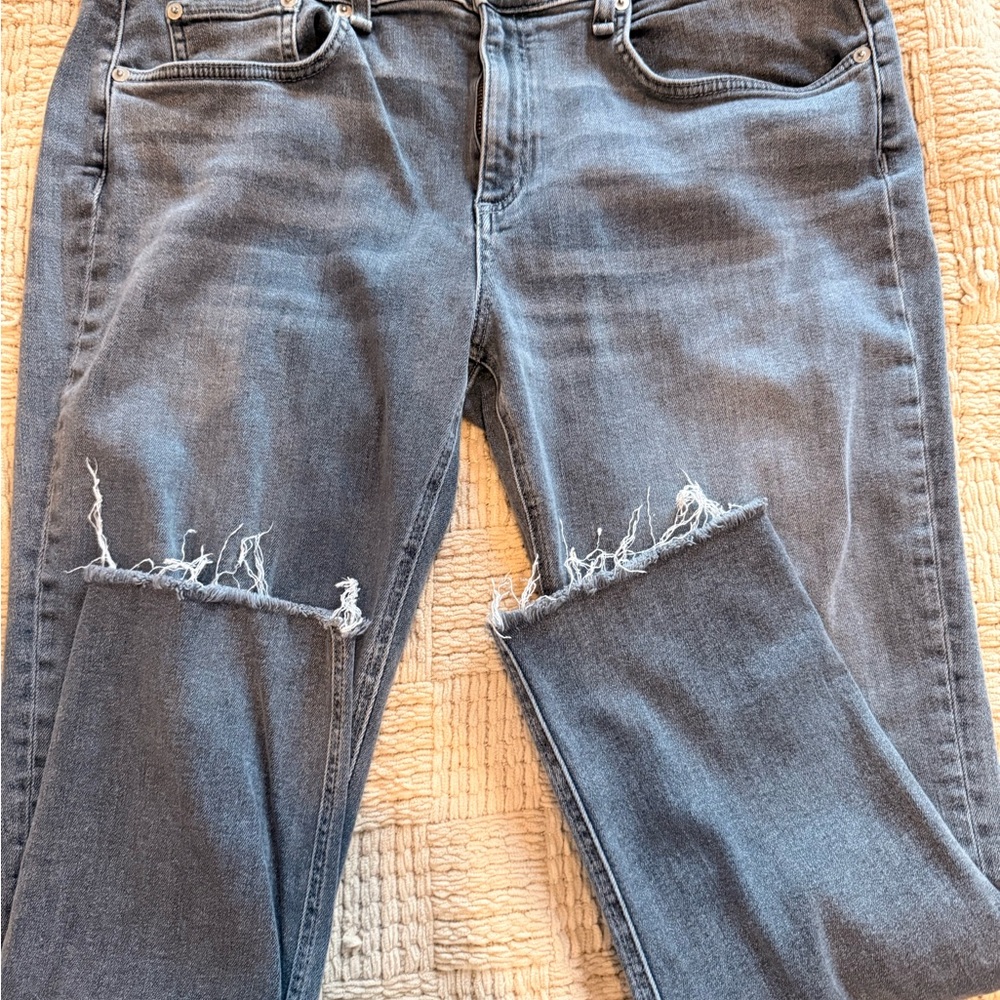 Womens Rag & Bone Distressed Gray Jeans Size 32 Boyfriend